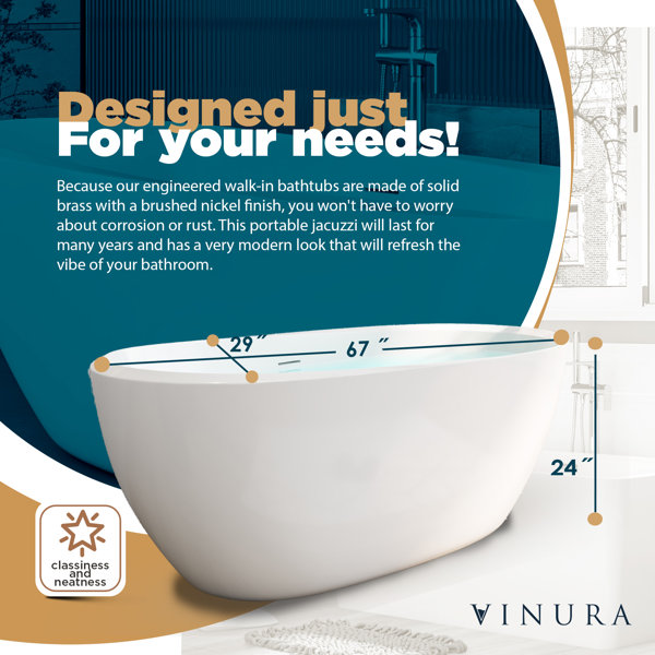 Vinura 27.5'' x 47'' Freestanding Ceramic Bathtub Wayfair